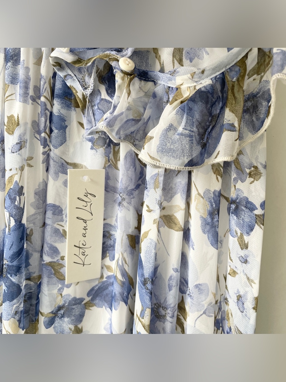 Womens Blue Floral Wrap Maxi Dress Ruffle Sleeves VNeck Boho Summer Wedding Chic - Picture 5 of 14
